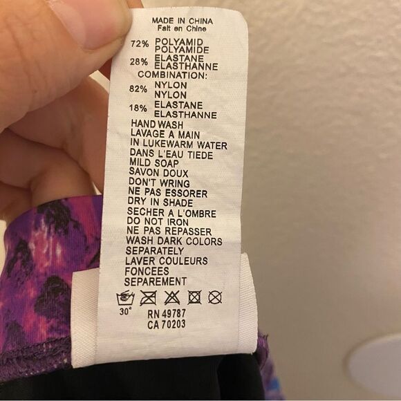 Profile by Gottex swimsuit skirt skort bottom Black Purple Print waist  12 - Picture 7 of 9